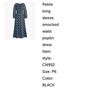 J. Crew Navy Patterned Long Sleeve Dress
